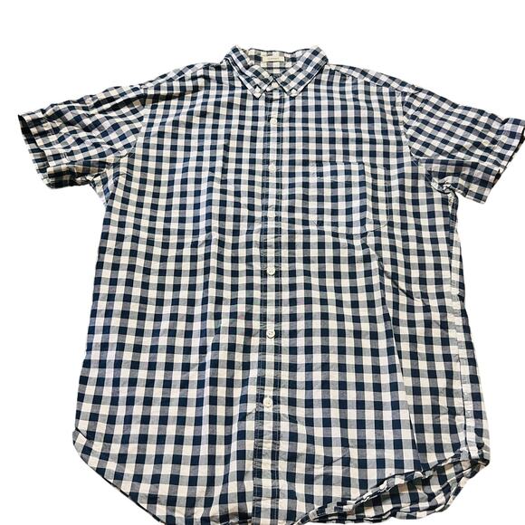 Mens J Crew Short Sleeve Blue Picnic Checkered Button Up M - Picture 1 of 4